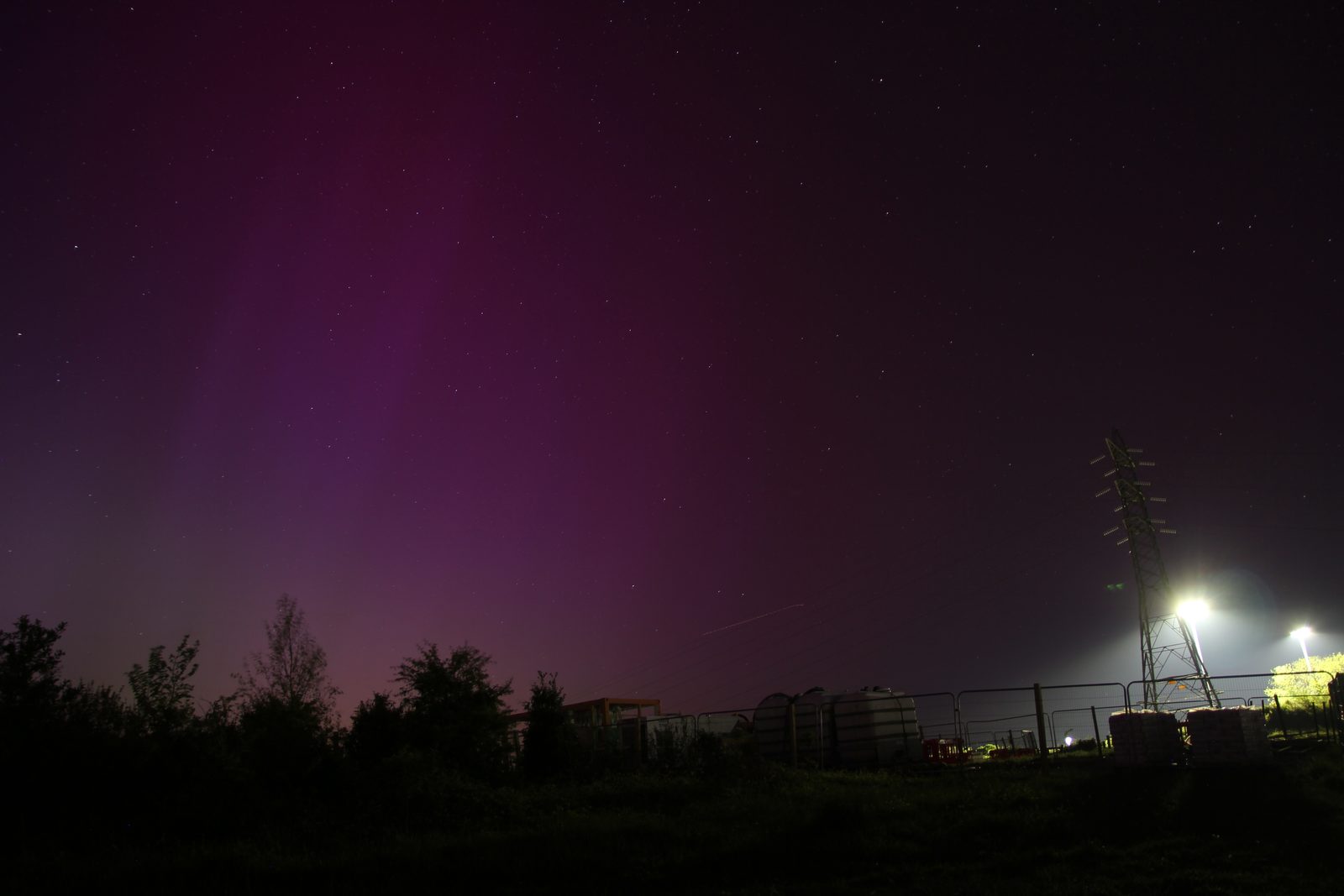 The aurora borealis glowing purple over Portsmouth in Hampshire