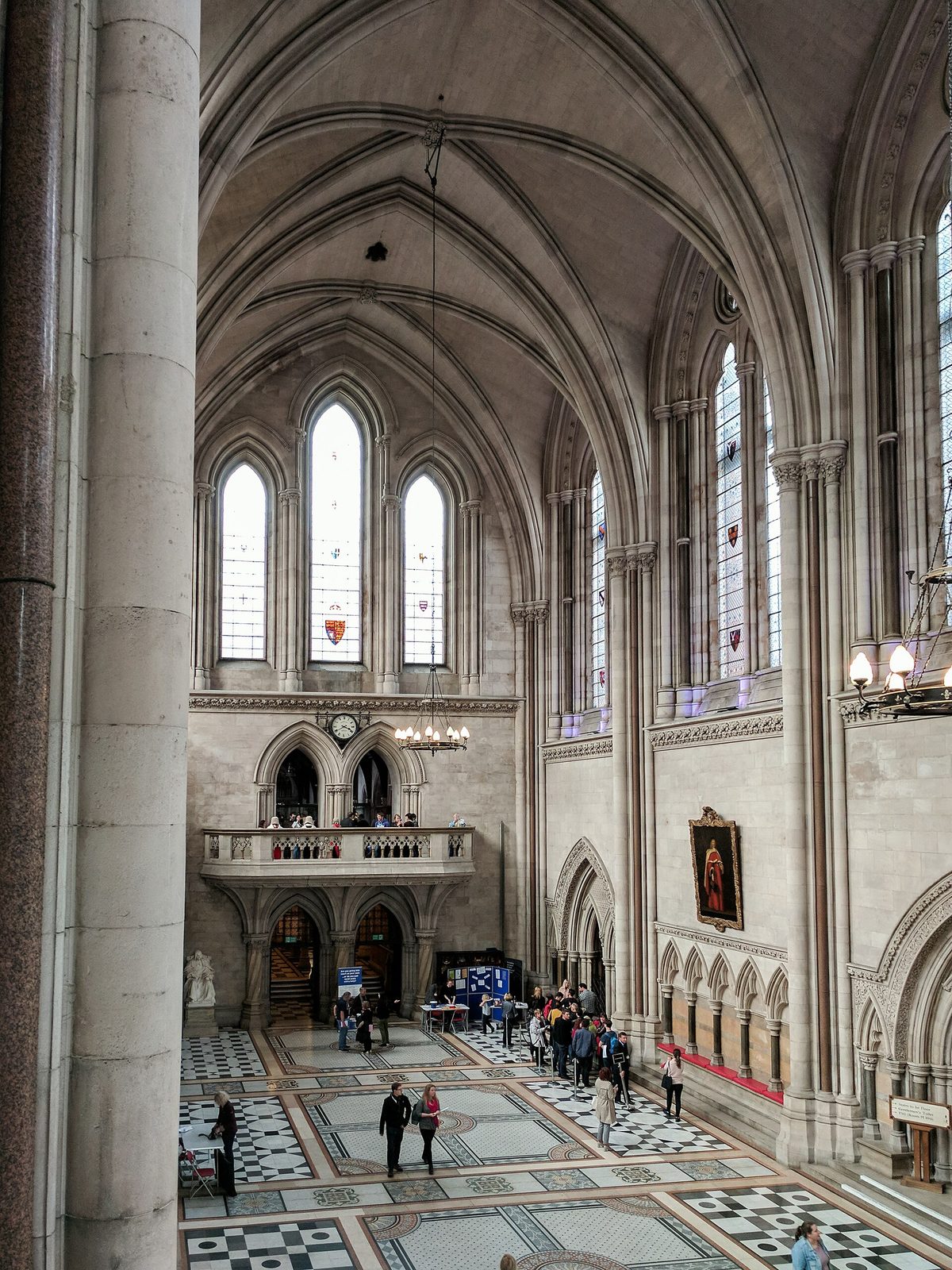 The main hall inside the Royal Courts of Justice in London