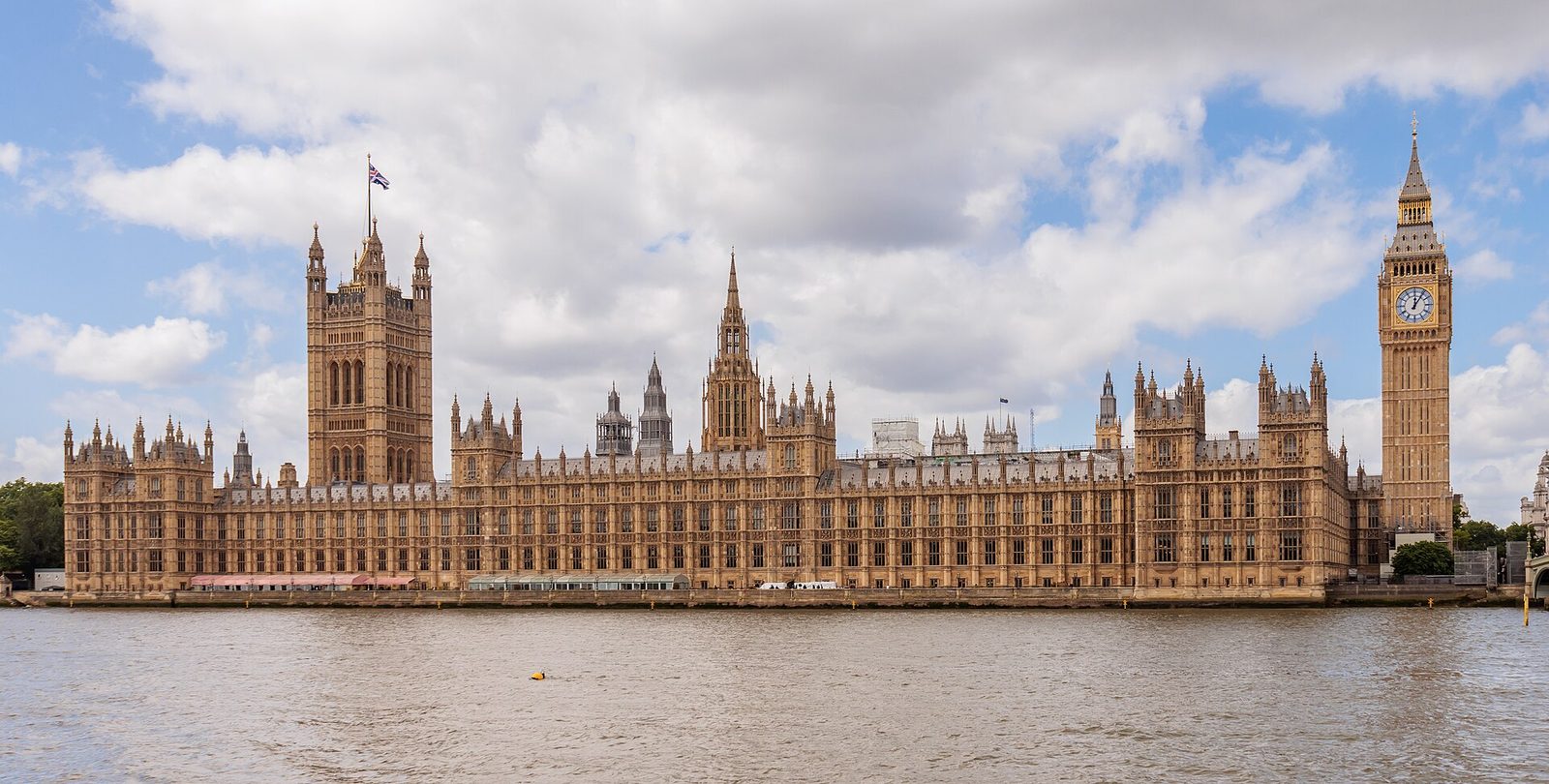 The Palace of Westminster in London seen across the River Thames