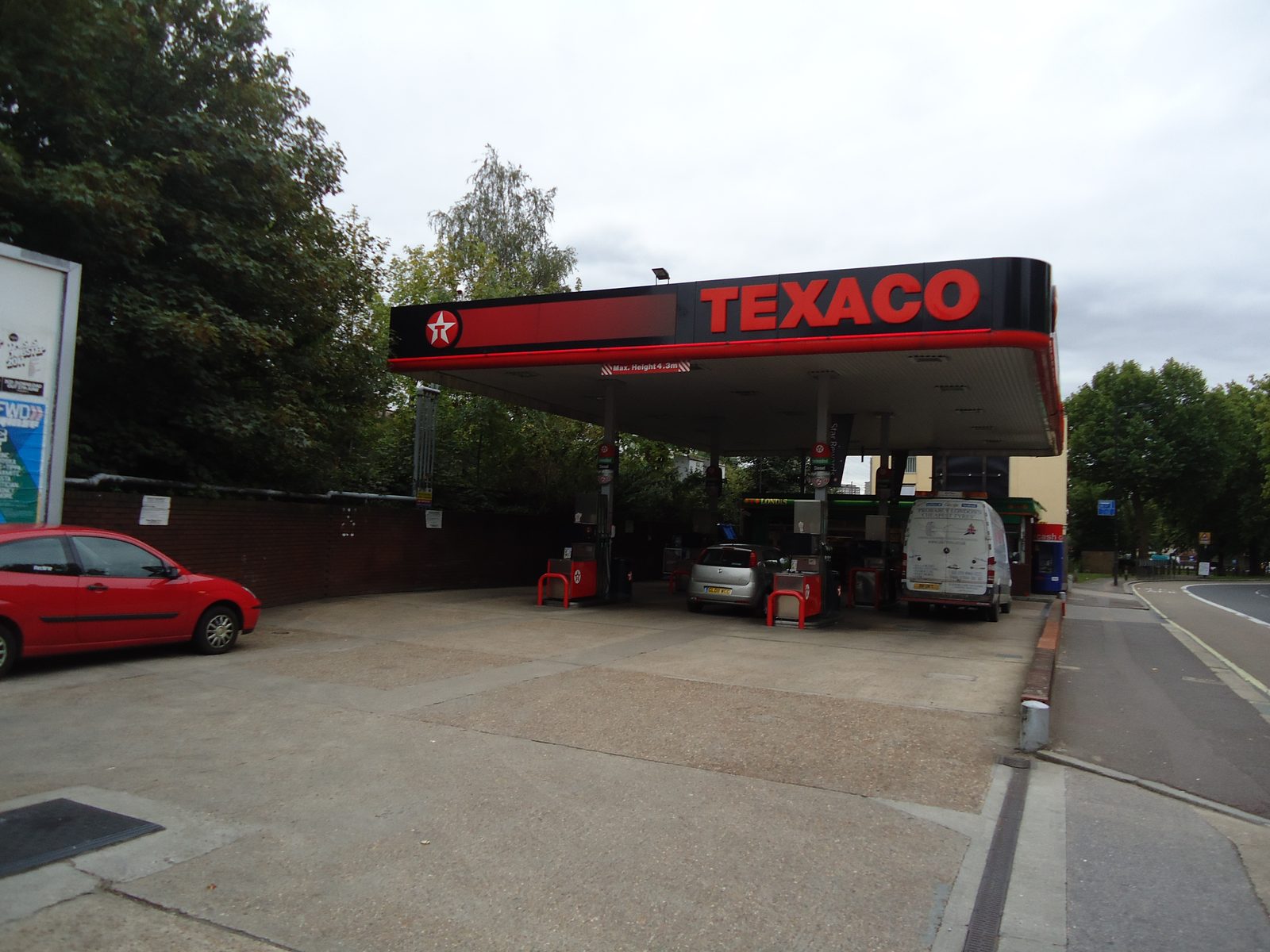 A Texaco petrol station forecourt in London