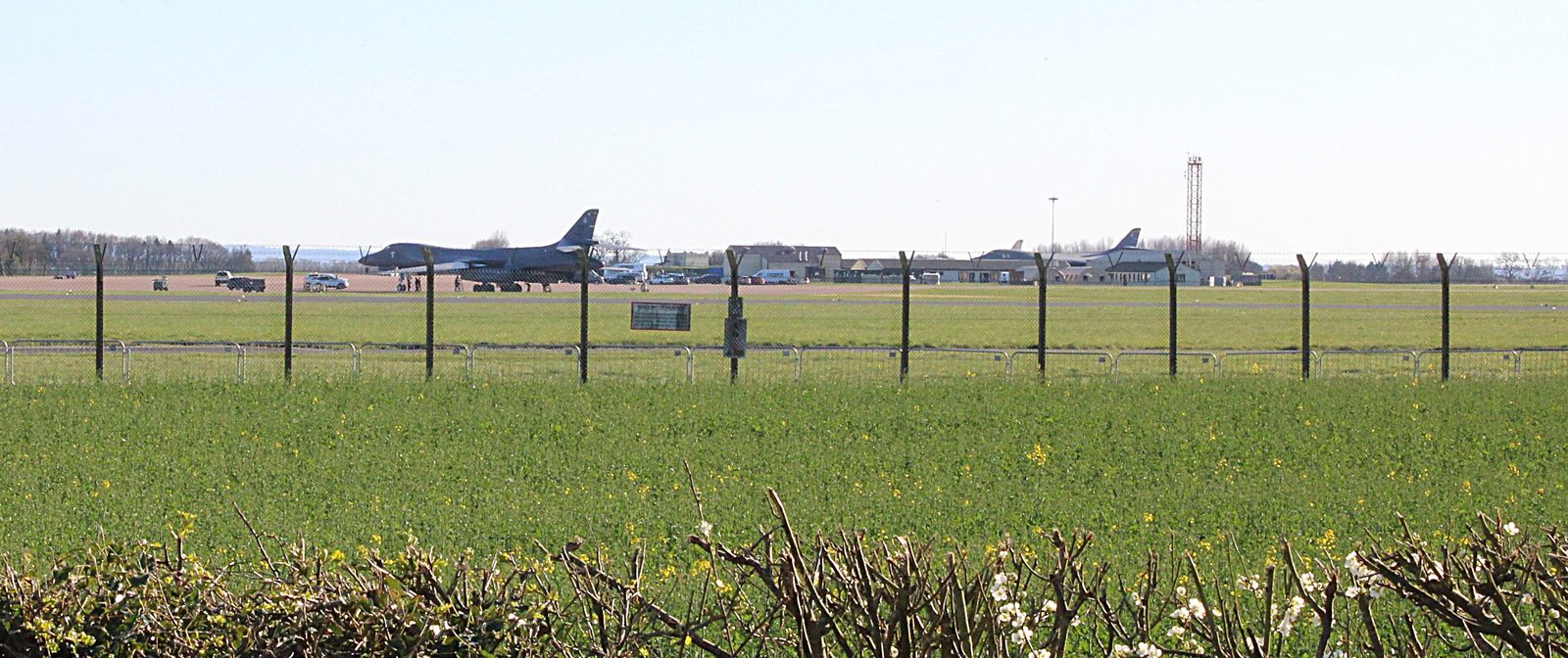RAF Fairford with US B-1 bombers on the tarmac