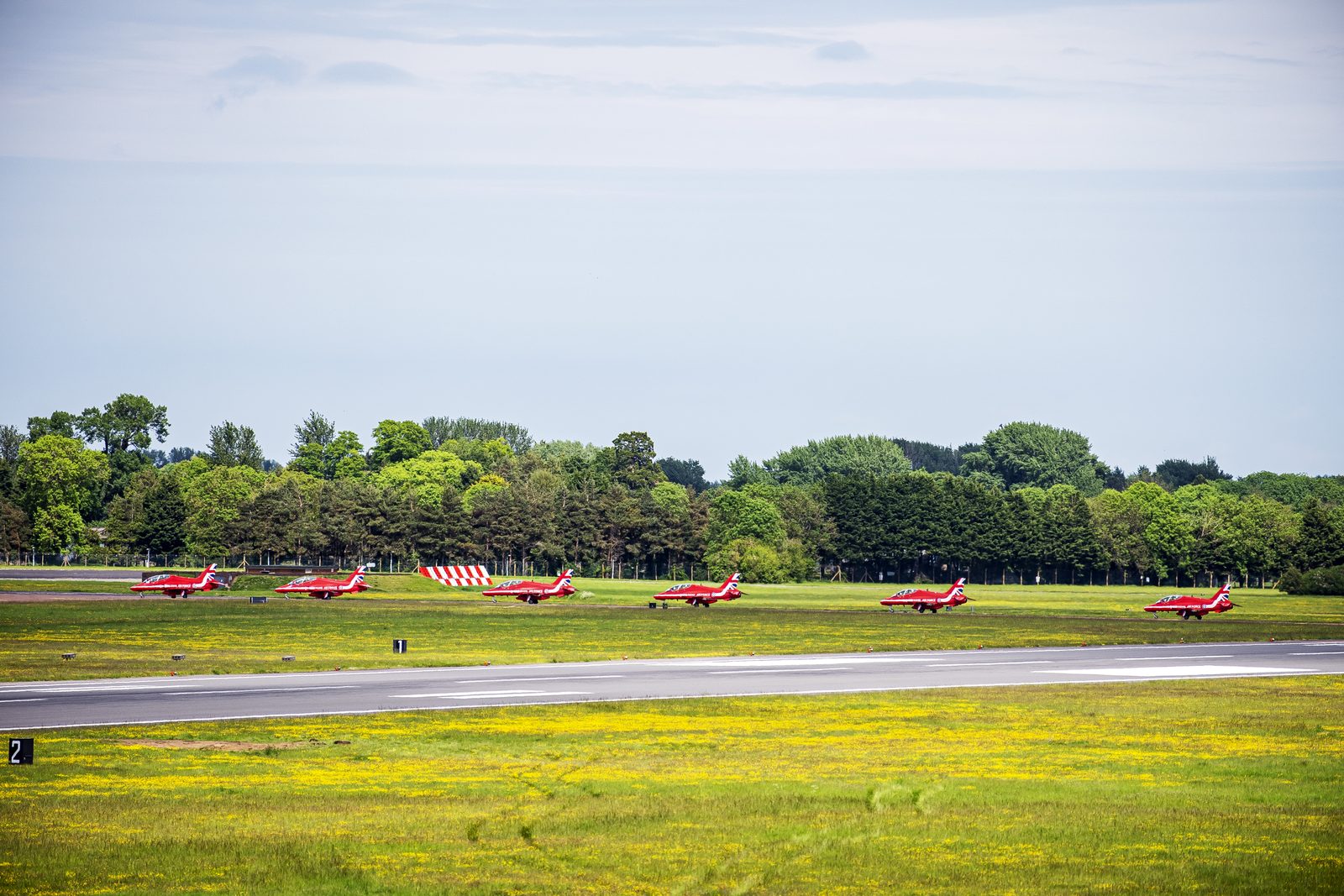 Red Arrows Hawks taxiing at RAF Fairford