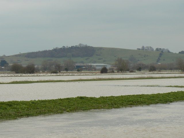 Flooded fields beside the River Brue in Somerset