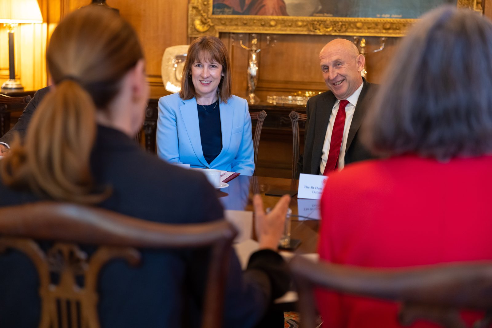 John Healey and Rachel Reeves at a Downing Street roundtable in May 2025