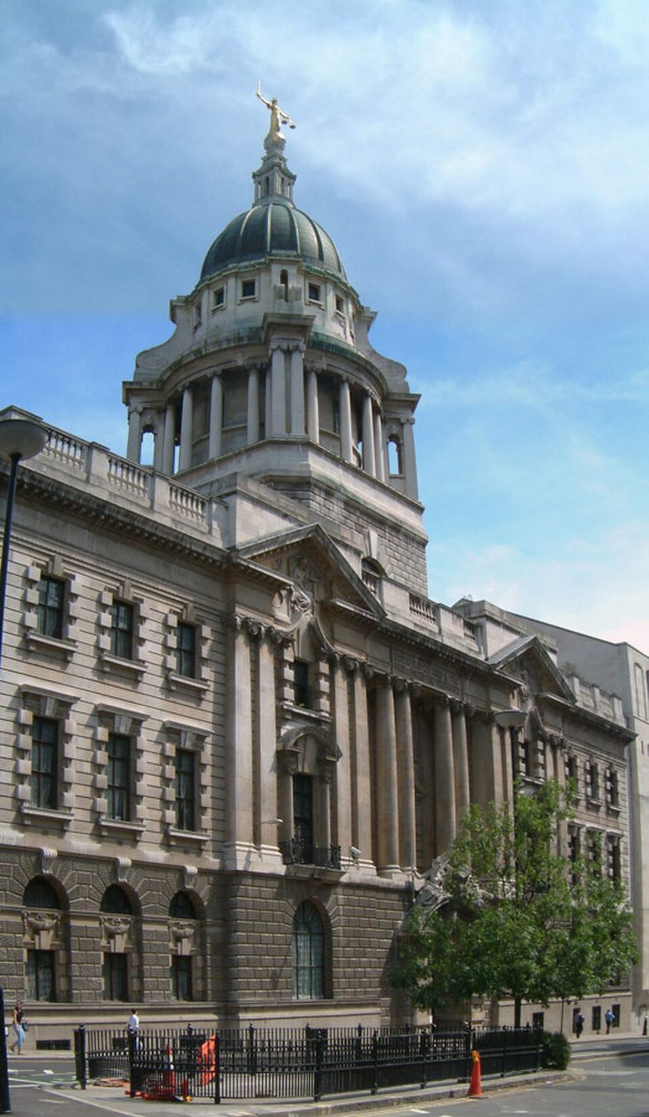 The Old Bailey, the Central Criminal Court in London, with its dome and statue of Justice