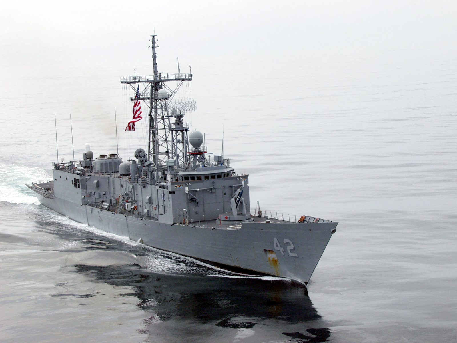 The former US Navy frigate USS Klakring at sea