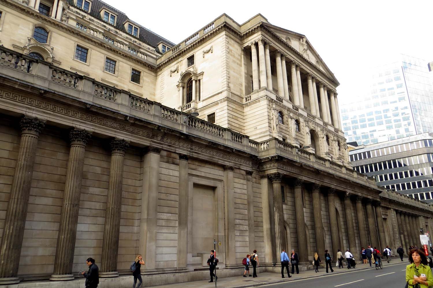 The Bank of England building on Threadneedle Street