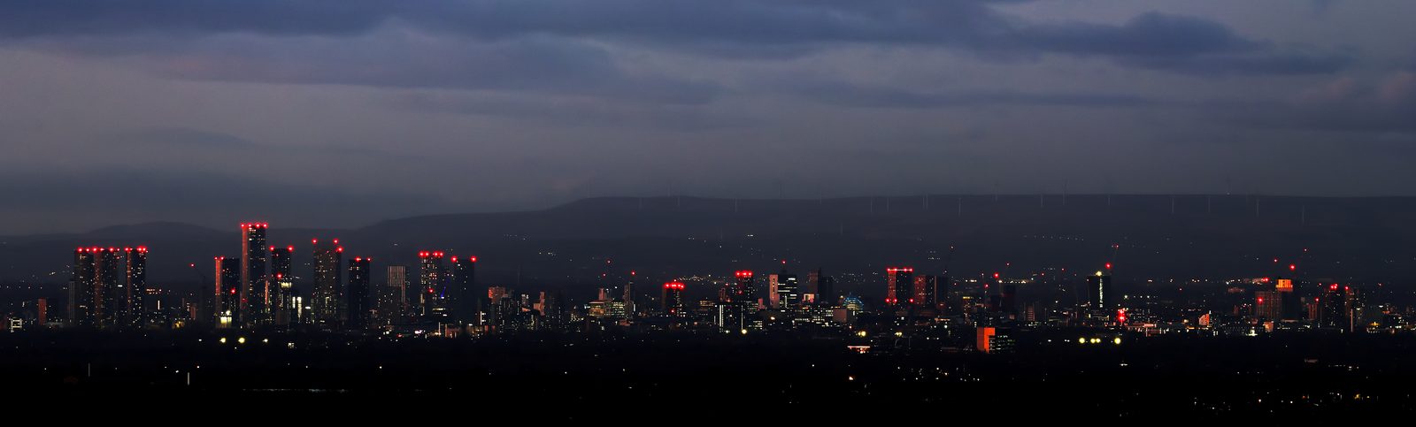 The Manchester skyline at night